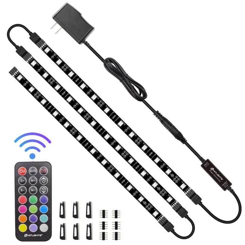 HitLights LED Strip Lights 3 Pre-Cut 12Inch/36Inch LED Light Strip Flexible Color Changing 5050 LED Accent Kit with RF Remote, Power Supply, and Connectors for TV, Home, DIY Decoration - Image 1